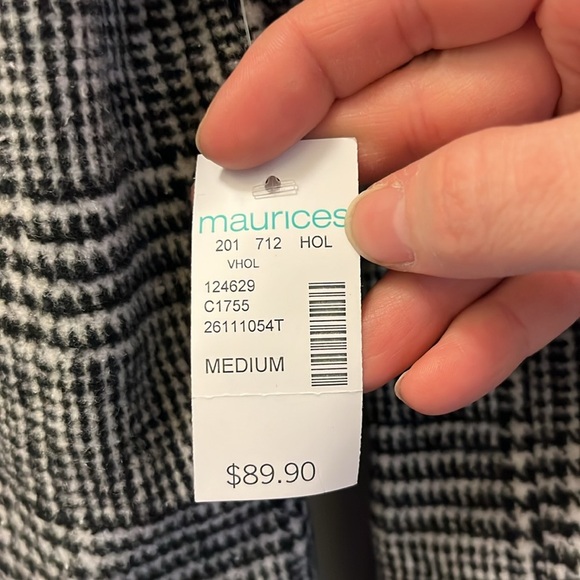 NWT Vigoss gray plaid knee length coat size Medium - Picture 7 of 11